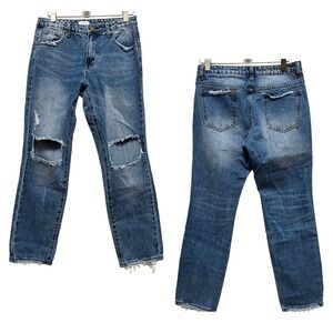 Tobi Cotton Ripped Knee Slim Straight Leg Jeans Size 27